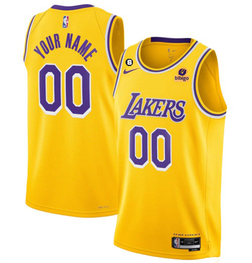 Men's Los Angeles Lakers Active Player Cutom 2022-23 Yellow No.6 Patch Stitched Basketball Jersey